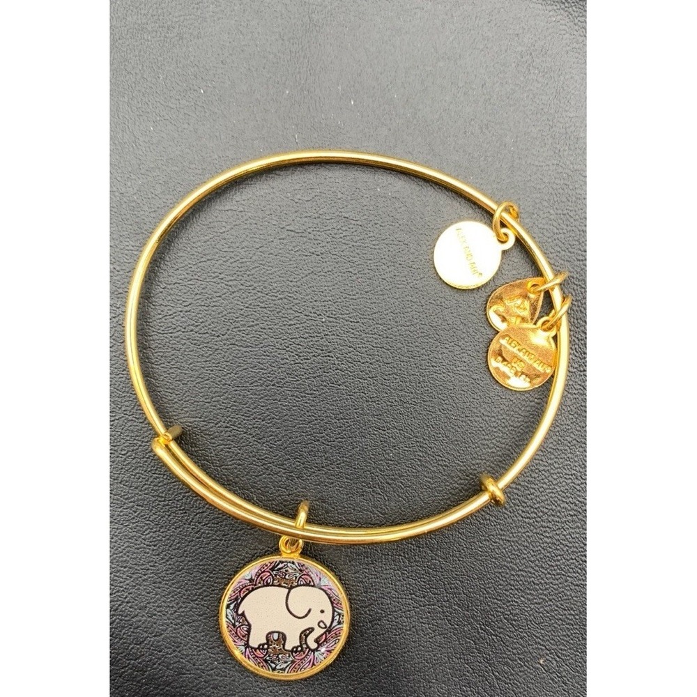 Alex and Ani Ivory Ella Elephant Shiny Gold Tone Charm Bangle Good Condition - Picture 3 of 5